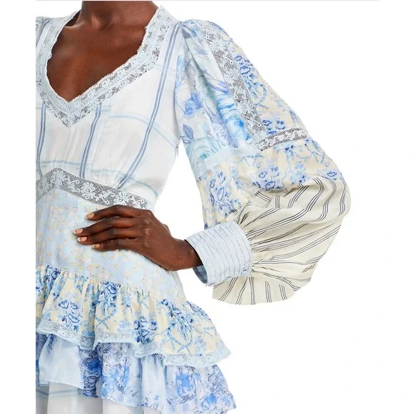 NWT LoveShackFancy Sienne Ocean Spray Mist Silk Mini Dress Size 4 $495